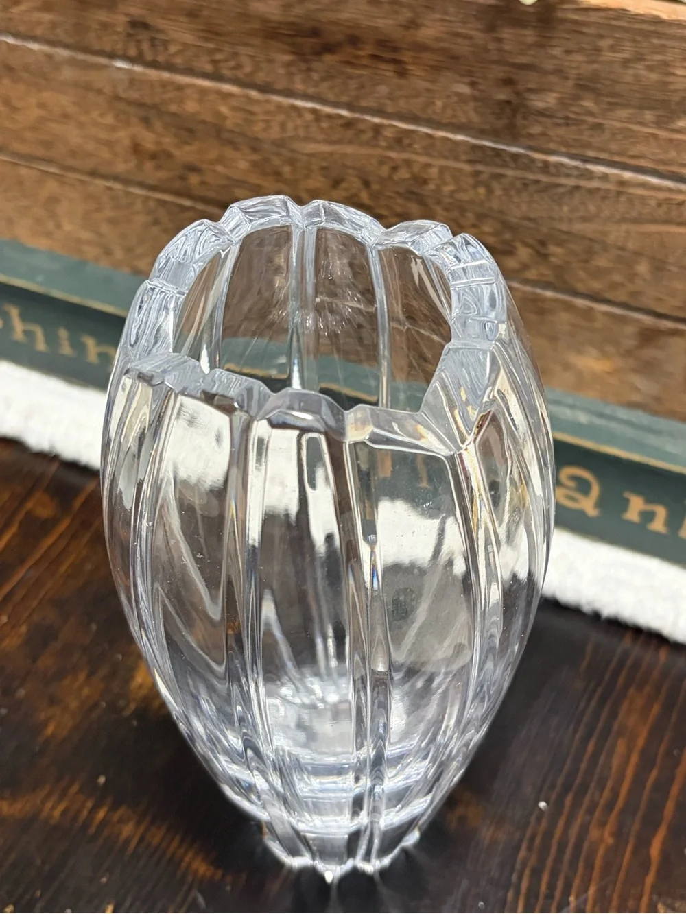 Mikasa Clear Glass Ribbed Vase